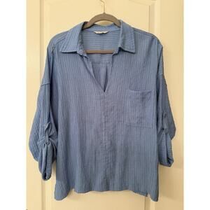 Max Studio Women Top Shirt Light Blue Size XL Pullover Lightweight Blouse